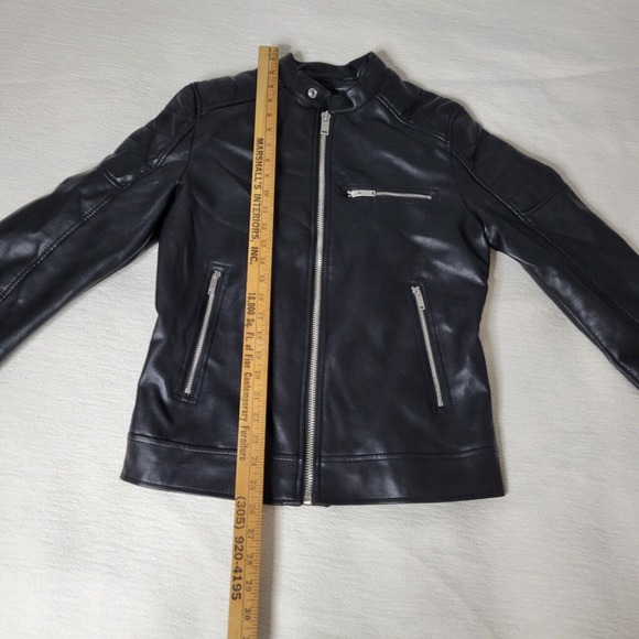 Bershka Womens Leather Jacket Mob Wife Full Zip Black Sz Small Good Condition - Picture 8 of 16